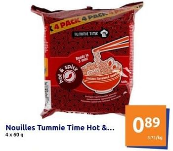 Promotions Nouilles tummie time hot + spicy - Produit Maison - Action - Valide de 17/04/2024 à 23/04/2024 chez Action