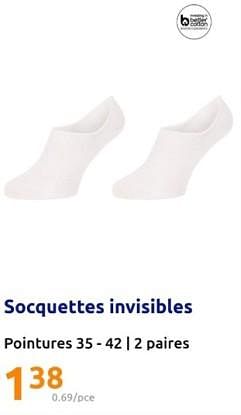 Promotions Socquettes invisibles - Produit Maison - Action - Valide de 17/04/2024 à 23/04/2024 chez Action