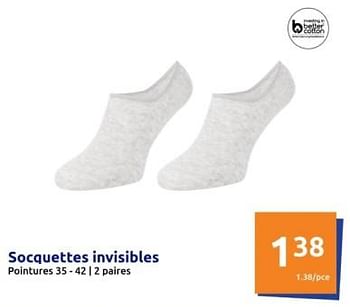 Promotions Socquettes invisibles - Produit Maison - Action - Valide de 17/04/2024 à 23/04/2024 chez Action