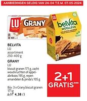 Promoties Belvita lu + grany lu 2+1 gratis - Lu - Geldig van 24/04/2024 tot 07/05/2024 bij Alvo