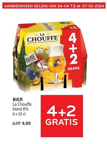 Promotions Bier la chouffe 4+2 gratis - Brasserie d'Achouffe - Valide de 24/04/2024 à 07/05/2024 chez Alvo