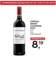 Promoties Château grand colombier 2020 rood - Rode wijnen - Geldig van 24/04/2024 tot 07/05/2024 bij Alvo