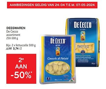 Promotions Deegwaren de cecco 2e aan -50% - De Cecco - Valide de 24/04/2024 à 07/05/2024 chez Alvo
