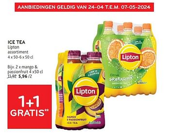 Promotions Ice tea lipton 1+1 gratis - Lipton - Valide de 24/04/2024 à 07/05/2024 chez Alvo