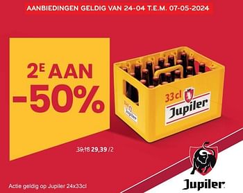 Promotions Jupiler 2e aan -50% - Jupiler - Valide de 24/04/2024 à 07/05/2024 chez Alvo