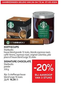 Koffiecups starbucks + signature chocolate starbucks -20% bij aankoop van 3 stuks-Starbucks