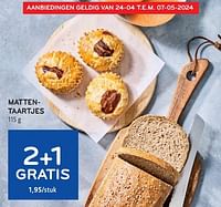 Promoties Mattentaartjes 2+1 gratis - Huismerk - Alvo - Geldig van 24/04/2024 tot 07/05/2024 bij Alvo