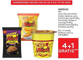 Promotions Noodles aïki 4+1 gratis - Aiki - Valide de 24/04/2024 à 07/05/2024 chez Alvo