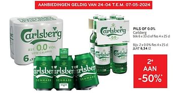 Promotions Pils of 0.0% carlsberg 2e aan -50% - Carlsberg Luxe - Valide de 24/04/2024 à 07/05/2024 chez Alvo