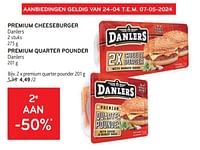 Premium cheeseburger danlers + premium quarter pounder danlers 2e aan -50%-Danlers