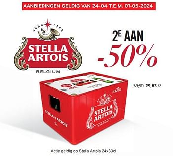 Promotions Stella artois 2e aan -50% - Stella Artois - Valide de 24/04/2024 à 07/05/2024 chez Alvo