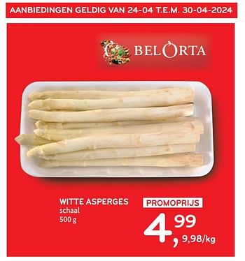 Promotions Witte asperges - Belorta - Valide de 24/04/2024 à 07/05/2024 chez Alvo