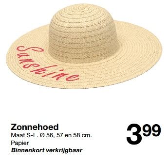 Promoties Zonnehoed - Huismerk - Zeeman  - Geldig van 20/04/2024 tot 26/04/2024 bij Zeeman