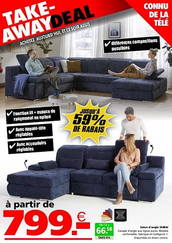 Promoties Salon d’angle dubai - Huismerk - Seats and Sofas - Geldig van 22/04/2024 tot 12/05/2024 bij Seats and Sofas
