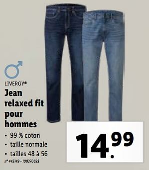 Promoties Jean relaxed fit pour hommes - Livergy - Geldig van 24/04/2024 tot 30/04/2024 bij Lidl