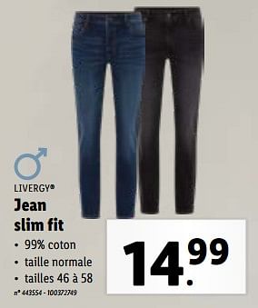Promoties Jean slim fit - Livergy - Geldig van 24/04/2024 tot 30/04/2024 bij Lidl