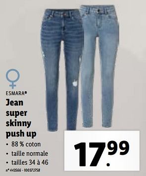 Promoties Jean super skinny push up - Esmara - Geldig van 24/04/2024 tot 30/04/2024 bij Lidl