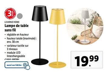 Promoties Lampe de table sans fil - Livarno - Geldig van 24/04/2024 tot 30/04/2024 bij Lidl