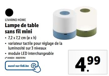Promoties Lampe de table sans fil mini - Livarno - Geldig van 24/04/2024 tot 30/04/2024 bij Lidl