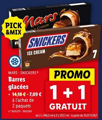 Promoties Barres glacées - Mars - Geldig van 24/04/2024 tot 30/04/2024 bij Lidl