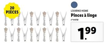 Promoties Pinces à linge - Livarno - Geldig van 24/04/2024 tot 30/04/2024 bij Lidl