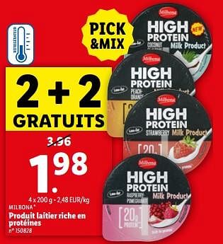 Promoties Produit laitier riche en protéines - Milbona - Geldig van 24/04/2024 tot 30/04/2024 bij Lidl