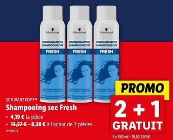Promoties Shampooing sec fresh - Schwarzkopf - Geldig van 24/04/2024 tot 30/04/2024 bij Lidl