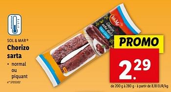 Promoties Chorizo sarta - Sol & Mar - Geldig van 24/04/2024 tot 30/04/2024 bij Lidl