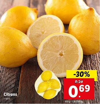 Promoties Citrons - Huismerk - Lidl - Geldig van 24/04/2024 tot 30/04/2024 bij Lidl