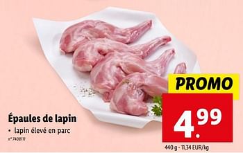 Promotions Épaules de lapin - Produit maison - Lidl - Valide de 24/04/2024 à 30/04/2024 chez Lidl