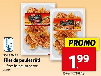Promoties Filet de poulet rôti - Sol & Mar - Geldig van 24/04/2024 tot 30/04/2024 bij Lidl