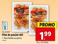 Promotions Filet de poulet rôti - Sol & Mar - Valide de 24/04/2024 à 30/04/2024 chez Lidl