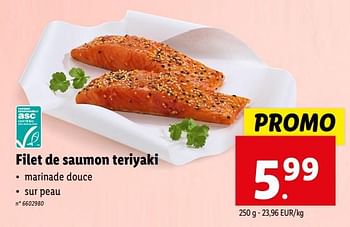Promoties Filet de saumon teriyaki - Huismerk - Lidl - Geldig van 24/04/2024 tot 30/04/2024 bij Lidl