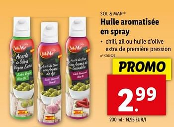 Promoties Huile aromatisée en spray - Sol & Mar - Geldig van 24/04/2024 tot 30/04/2024 bij Lidl