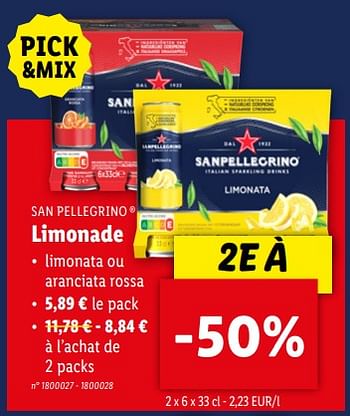 Promoties Limonade - San Pellegrino - Geldig van 24/04/2024 tot 30/04/2024 bij Lidl