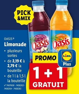 Promotions Limonade - Oasis - Valide de 24/04/2024 à 30/04/2024 chez Lidl