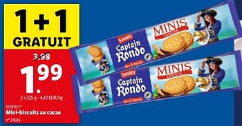 Promoties Mini-biscuits au cacao - Sondey - Geldig van 24/04/2024 tot 30/04/2024 bij Lidl