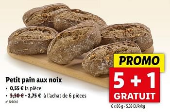 Promotions Petit pain aux noix - Produit maison - Lidl - Valide de 24/04/2024 à 30/04/2024 chez Lidl