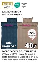 Promotions Barbo parure de lit en satin - Kronborg - Valide de 15/04/2024 à 19/05/2024 chez Jysk