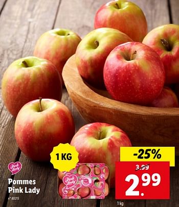Promoties Pommes pink lady - Huismerk - Lidl - Geldig van 24/04/2024 tot 30/04/2024 bij Lidl