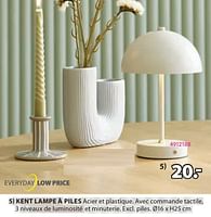 Promotions Kent lampe à piles - Produit Maison - Jysk - Valide de 15/04/2024 à 19/05/2024 chez Jysk