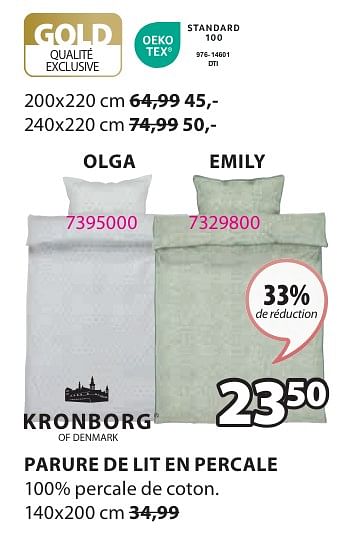 Promoties Parure de lit en percale olga - Kronborg - Geldig van 15/04/2024 tot 19/05/2024 bij Jysk