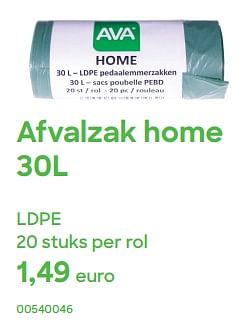 Promotions Afvalzak home ldpe - Produit Maison - Ava - Valide de 01/04/2024 à 31/07/2024 chez Ava