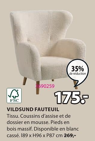 Promotions Vildsund fauteuil - Produit Maison - Jysk - Valide de 15/04/2024 à 19/05/2024 chez Jysk