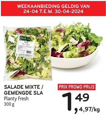 Promoties Salade mixte planty fresh - Huismerk - Alvo - Geldig van 24/04/2024 tot 07/05/2024 bij Alvo