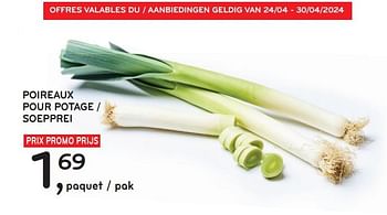 Promotions Poireaux pour potage - Produit maison - Alvo - Valide de 24/04/2024 à 07/05/2024 chez Alvo
