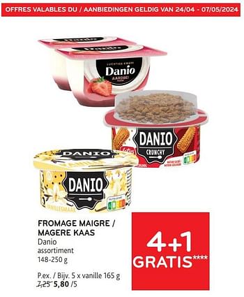 Promoties Fromage maigre danio 4+1 gratis - Danone - Geldig van 24/04/2024 tot 07/05/2024 bij Alvo