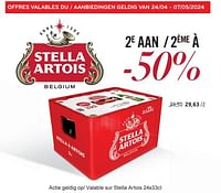 Promotions Stella artois 2ème à -50% - Stella Artois - Valide de 24/04/2024 à 07/05/2024 chez Alvo