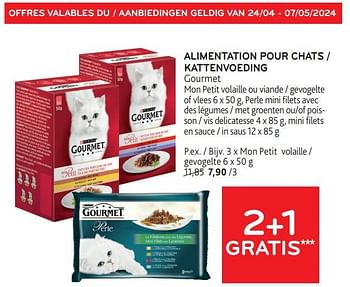 Promoties Alimentation pour chats gourmet 2+1 gratis - Purina - Geldig van 24/04/2024 tot 07/05/2024 bij Alvo
