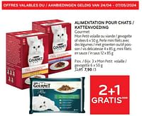 Promotions Alimentation pour chats gourmet 2+1 gratis - Purina - Valide de 24/04/2024 à 07/05/2024 chez Alvo